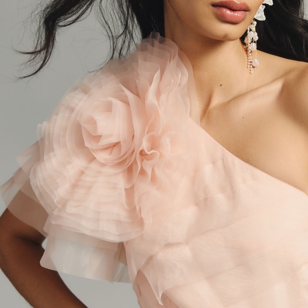 Anthropologie Blush One-Shoulder Dress - Picture 3 of 3